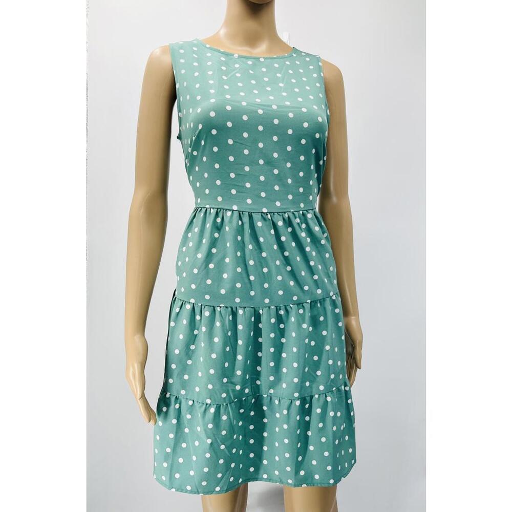 Polka Dot‎ Tiered Dress Small Polyester